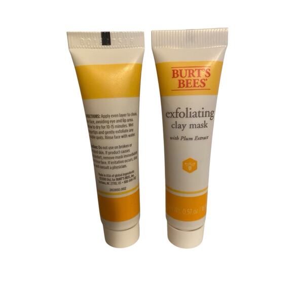 2 pack Burt’s Bees Exfoliating Clay Mask with Plum Extract - 0.57 oz Travel Size - Picture 2 of 3